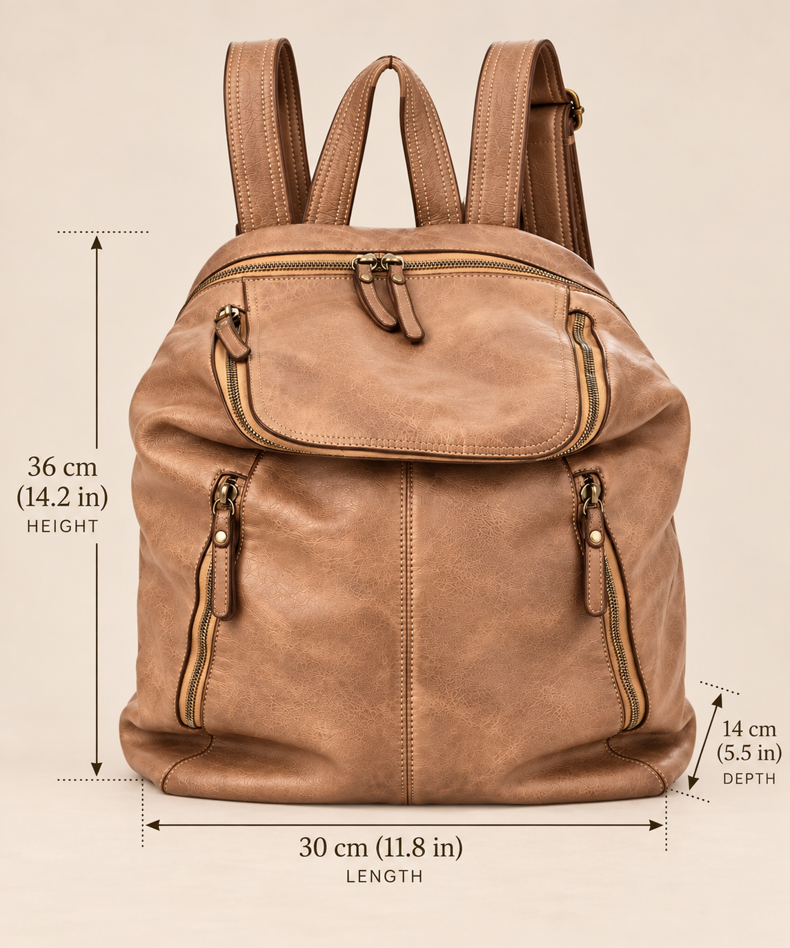 MilanoVera Rover Italian Leather Backpack – Vintage Taupe