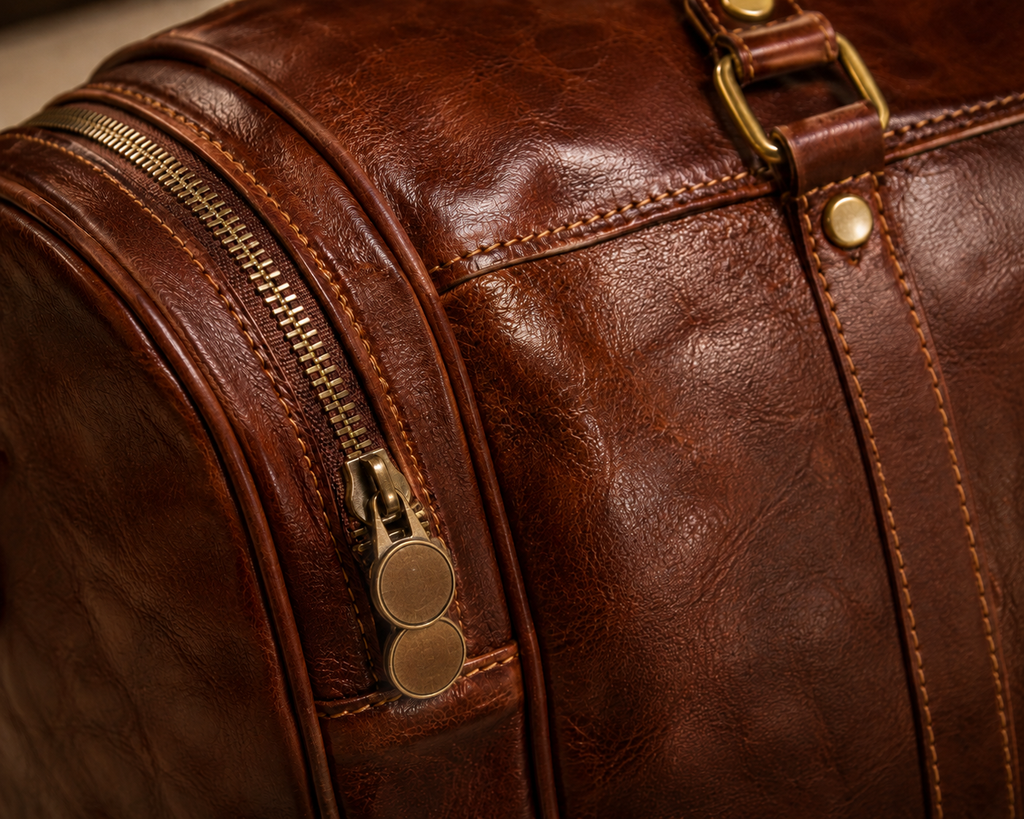 Genuine Leather Duffel Bag, Weekender Bag Made in Italy
