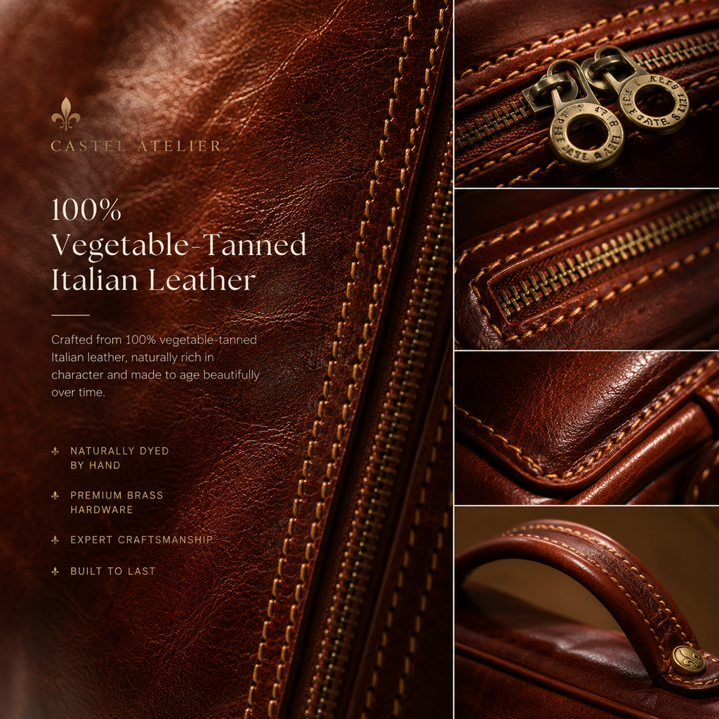 VARENO Italian Leather Backpack – Vintage Style, Made in Italy