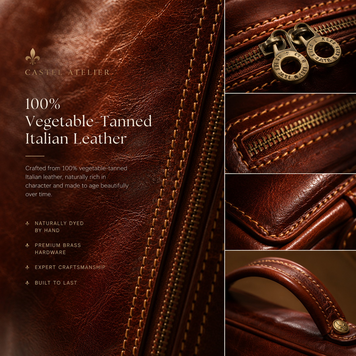 VARENO Italian Leather Backpack – Vintage Style, Made in Italy