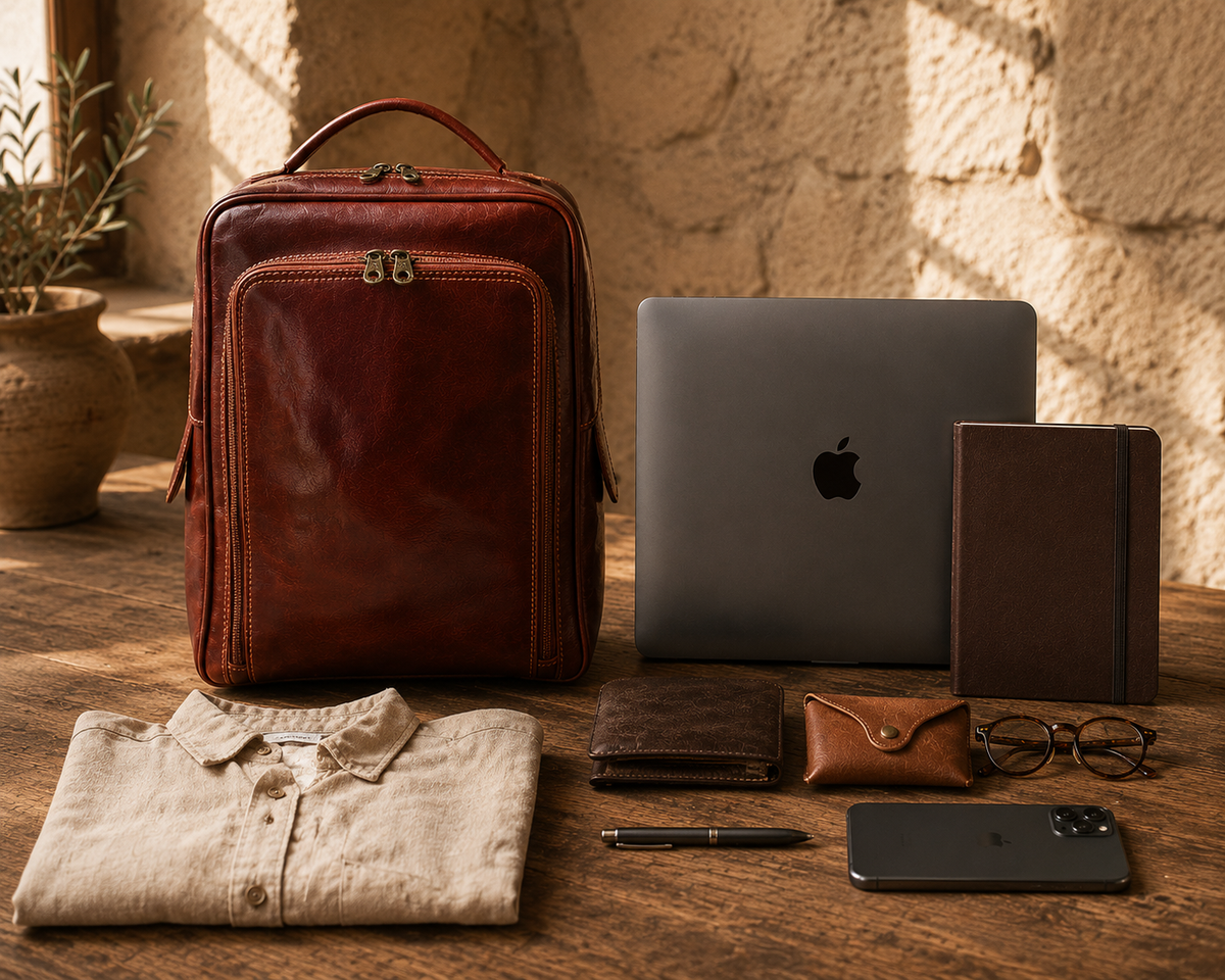 VARENO Italian Leather Backpack – Vintage Style, Made in Italy