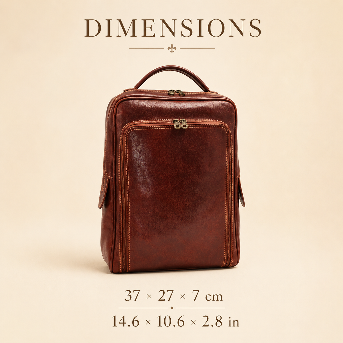 VARENO Italian Leather Backpack – Vintage Style, Made in Italy