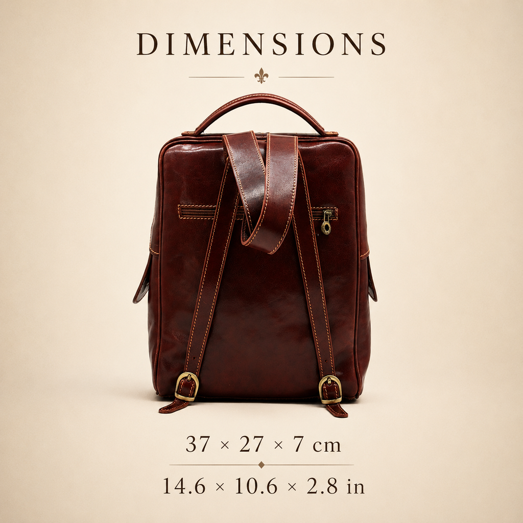 VARENO Italian Leather Backpack – Vintage Style, Made in Italy