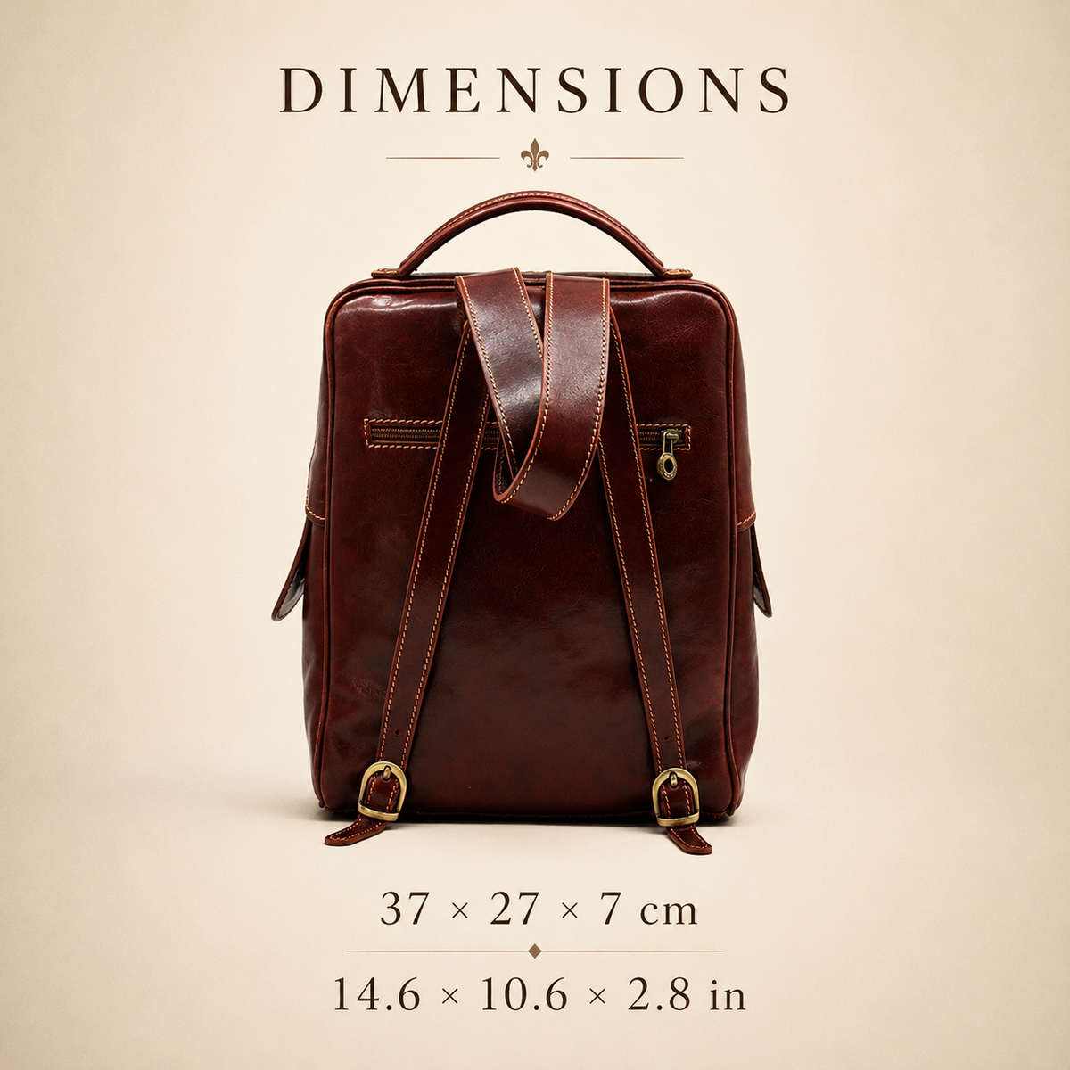 VARENO Italian Leather Backpack – Vintage Style, Made in Italy