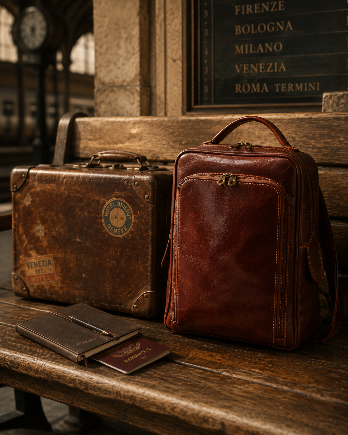 VARENO Italian Leather Backpack – Vintage Style, Made in Italy