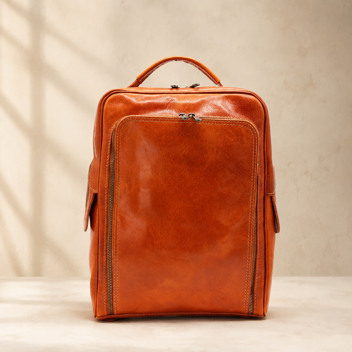VARENO Italian Leather Backpack – Vintage Style, Made in Italy