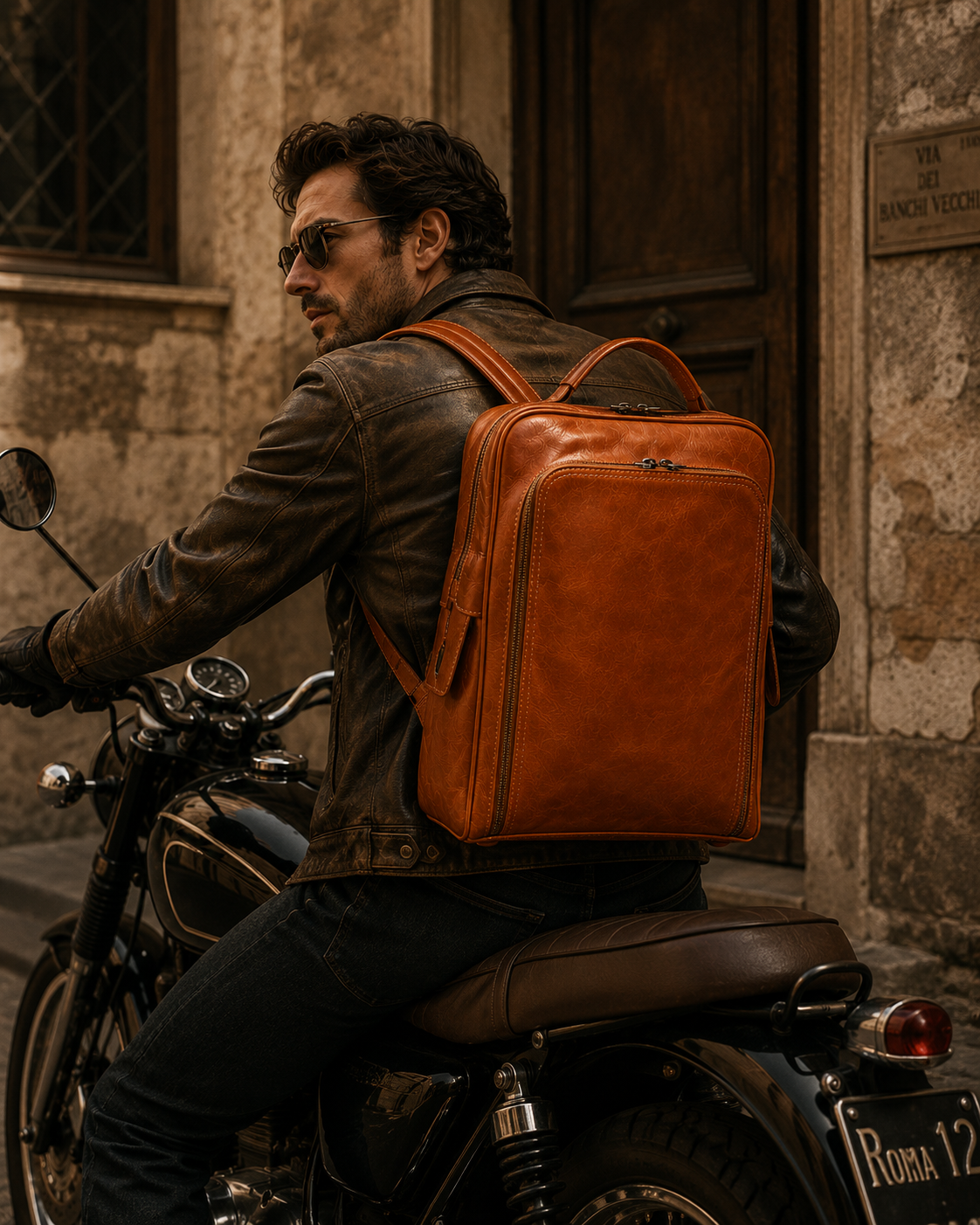 VARENO Italian Leather Backpack – Vintage Style, Made in Italy