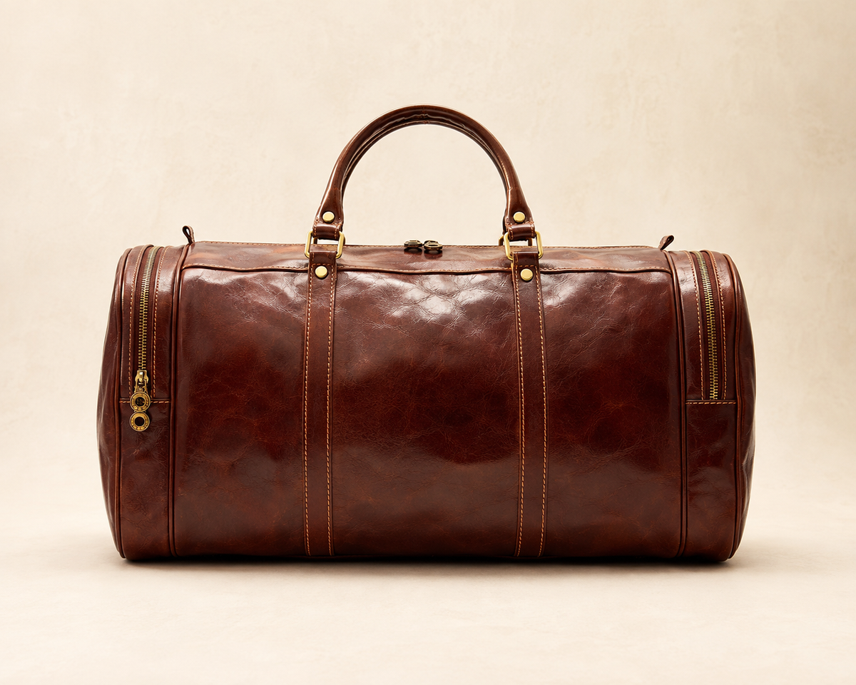 Genuine Leather Duffel Bag, Weekender Bag Made in Italy