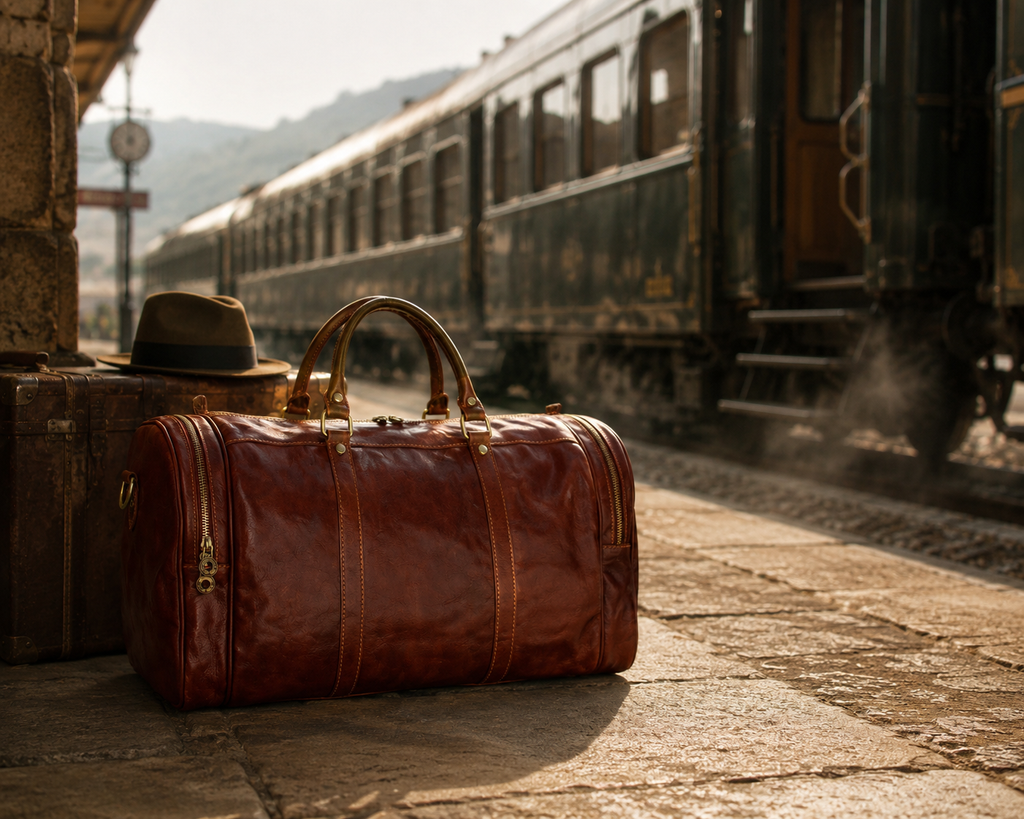 Genuine Leather Duffel Bag, Weekender Bag Made in Italy