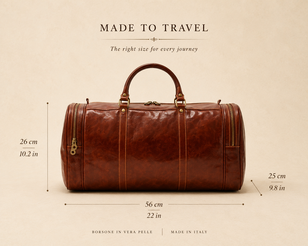 Genuine Leather Duffel Bag, Weekender Bag Made in Italy