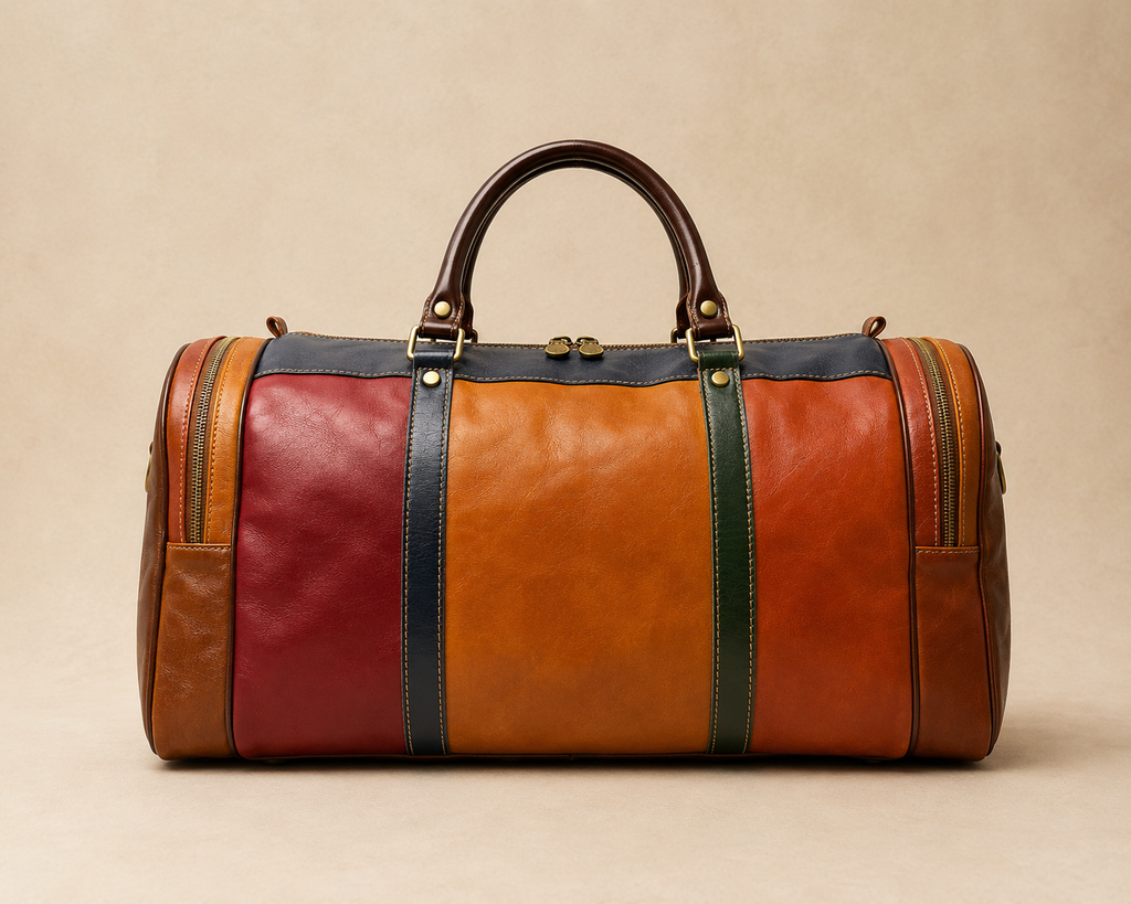 Genuine Leather Duffel Bag, Weekender Bag Made in Italy