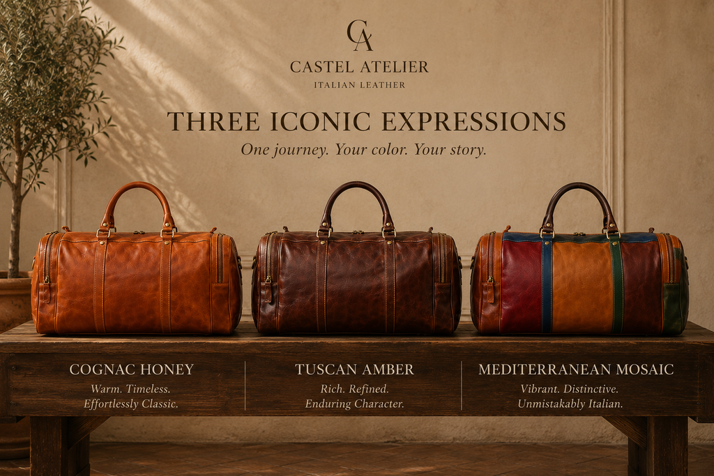 Genuine Leather Duffel Bag, Weekender Bag Made in Italy