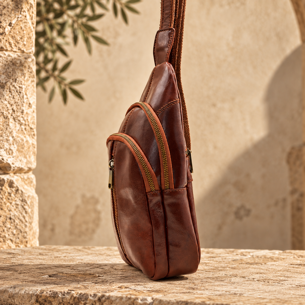 Genuine Leather Sling Bag, Crossbody Small Bag Unisex Made in Italy