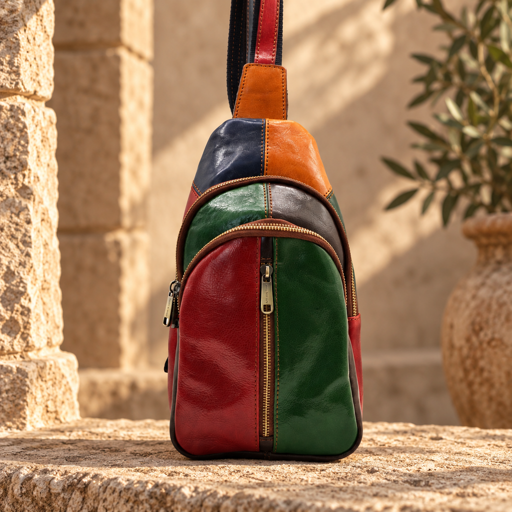 Genuine Leather Sling Bag, Crossbody Small Bag Unisex Made in Italy