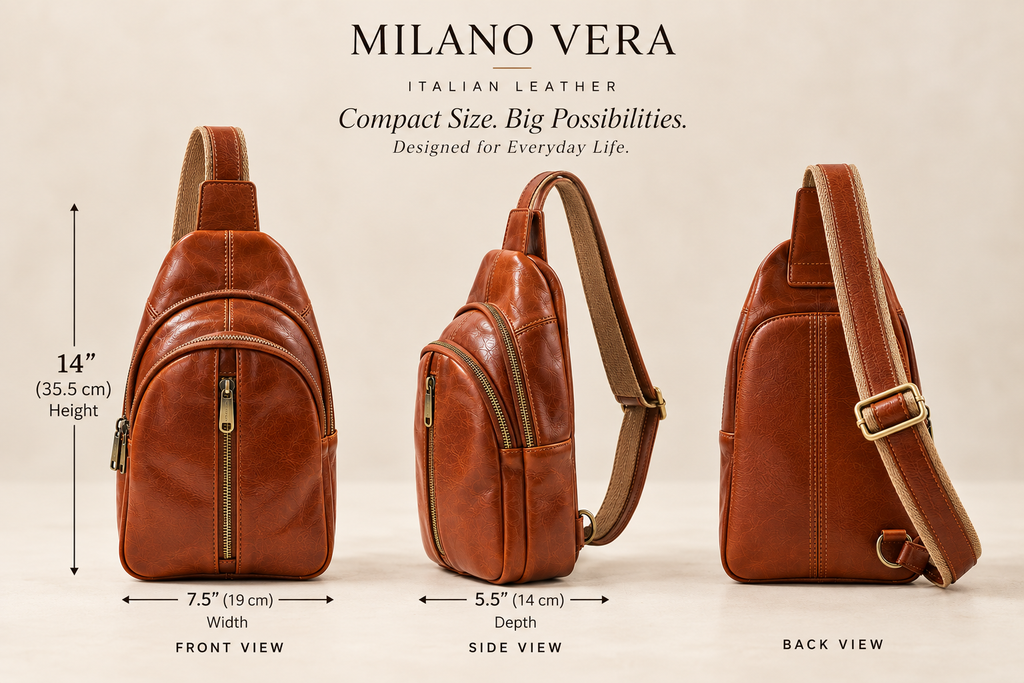 Genuine Leather Sling Bag, Crossbody Small Bag Unisex Made in Italy