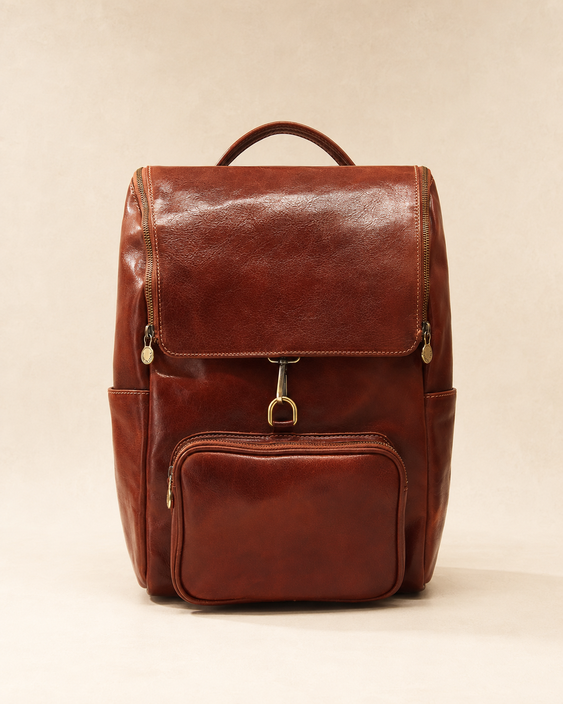 VARENO Genuine Leather Large Backpack, Made in Italy