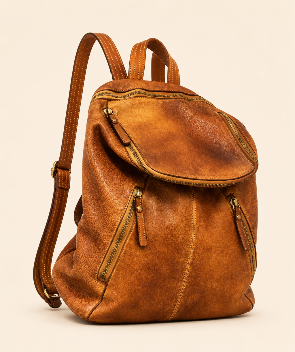 MilanoVera Rover Italian Leather Backpack – Cognac