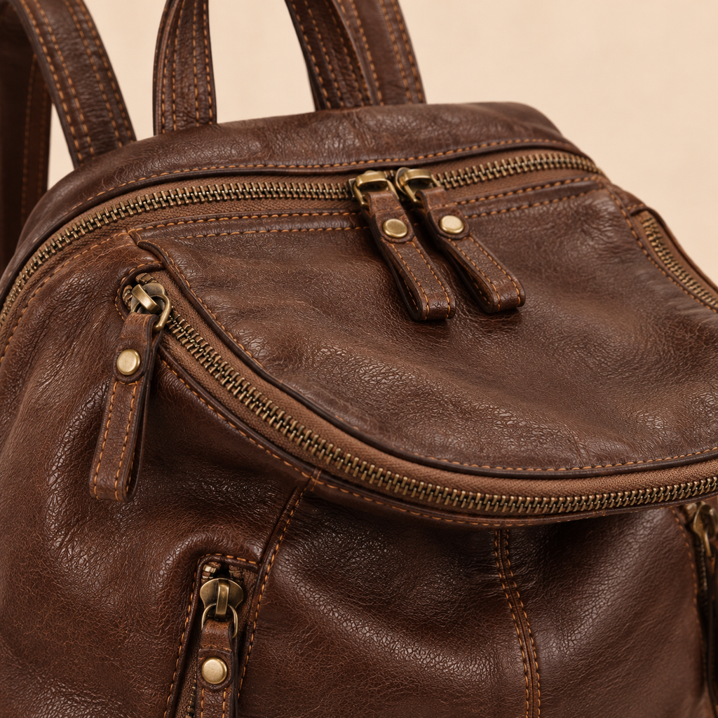 MilanoVera Rover Italian Leather Backpack – Cigar Brown