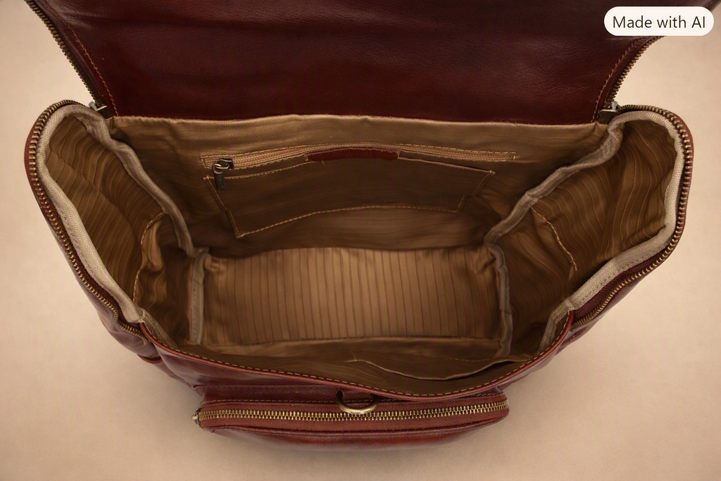 VARENO Genuine Leather Large Backpack, Made in Italy