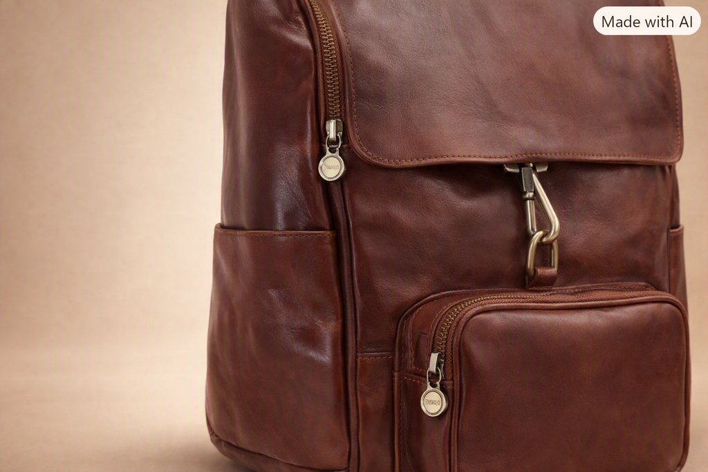 VARENO Genuine Leather Large Backpack, Made in Italy