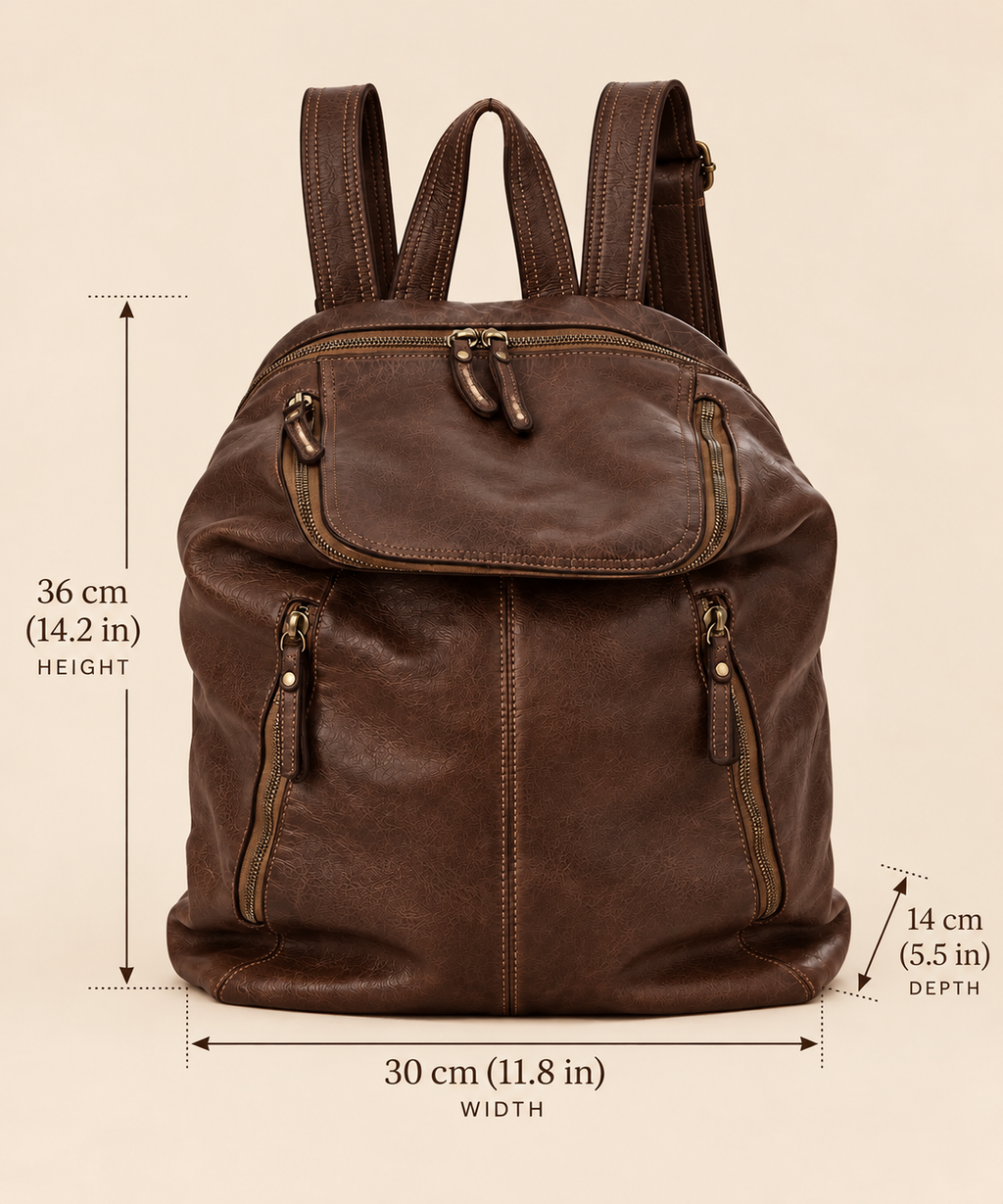 MilanoVera Rover Italian Leather Backpack – Cigar Brown