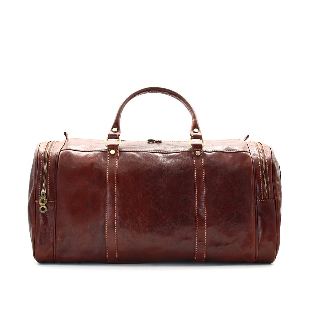 Genuine Leather Duffel Bag, Weekender Bag Made in Italy