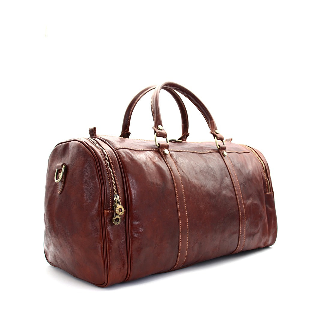 Genuine Leather Duffel Bag, Weekender Bag Made in Italy