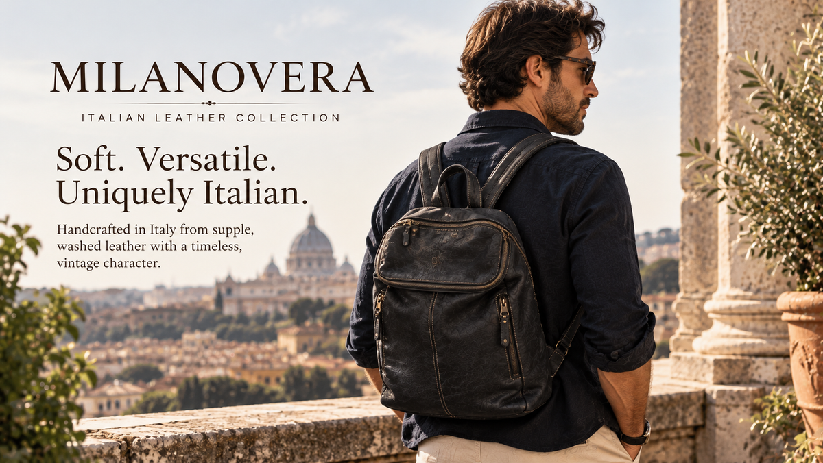 MilanoVera Rover Italian Leather Backpack – Black