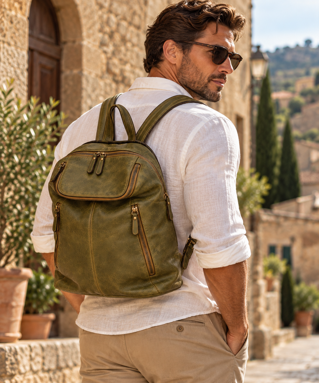 MilanoVera Rover Italian Leather Backpack – Vintage Green