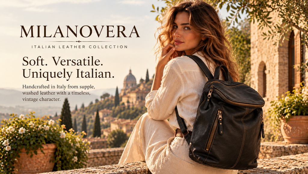MilanoVera Rover Italian Leather Backpack – Black