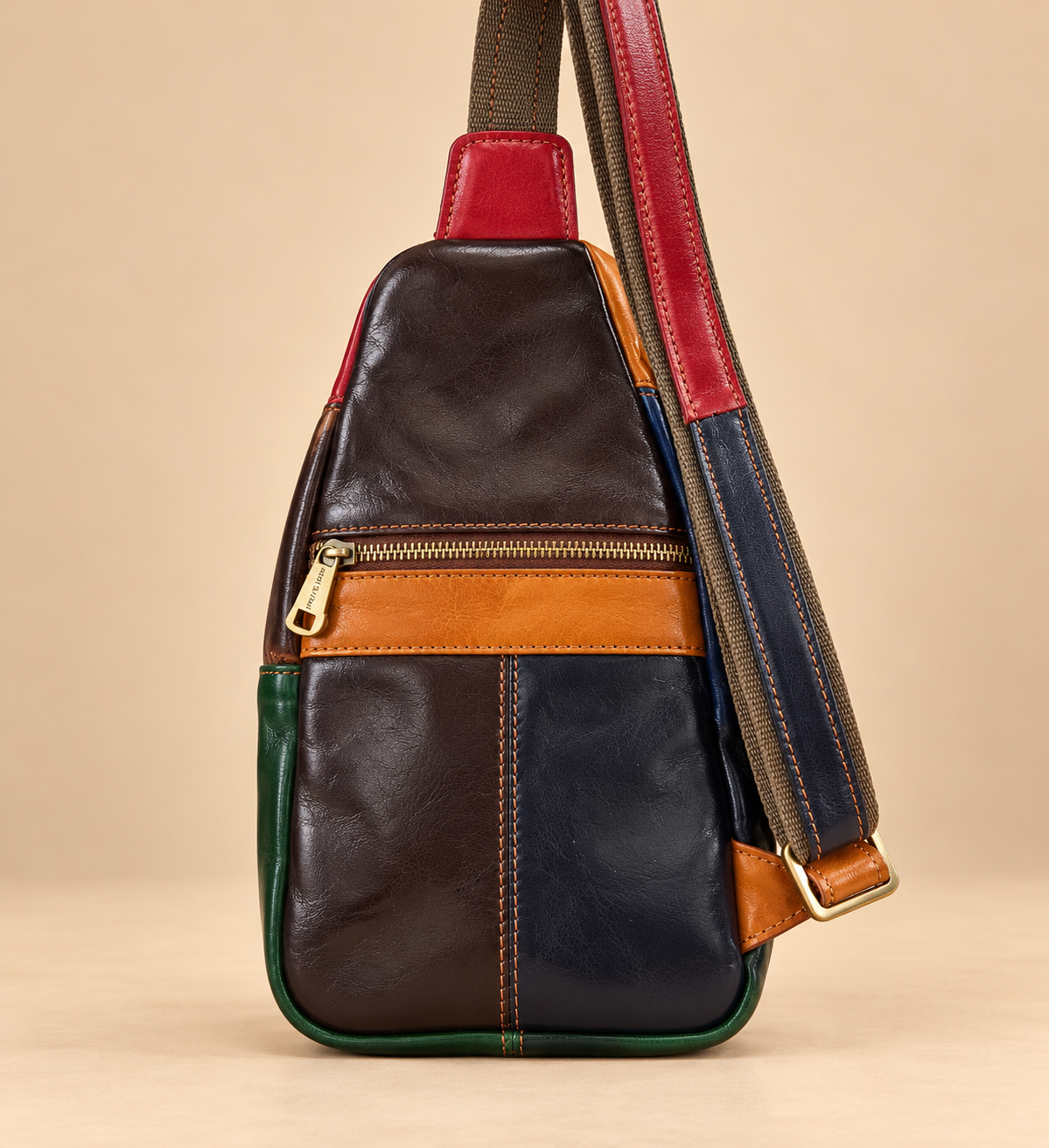 Genuine Leather Multicolor Sling Bag, Crossbody Small Bag Unisex Made in Italy