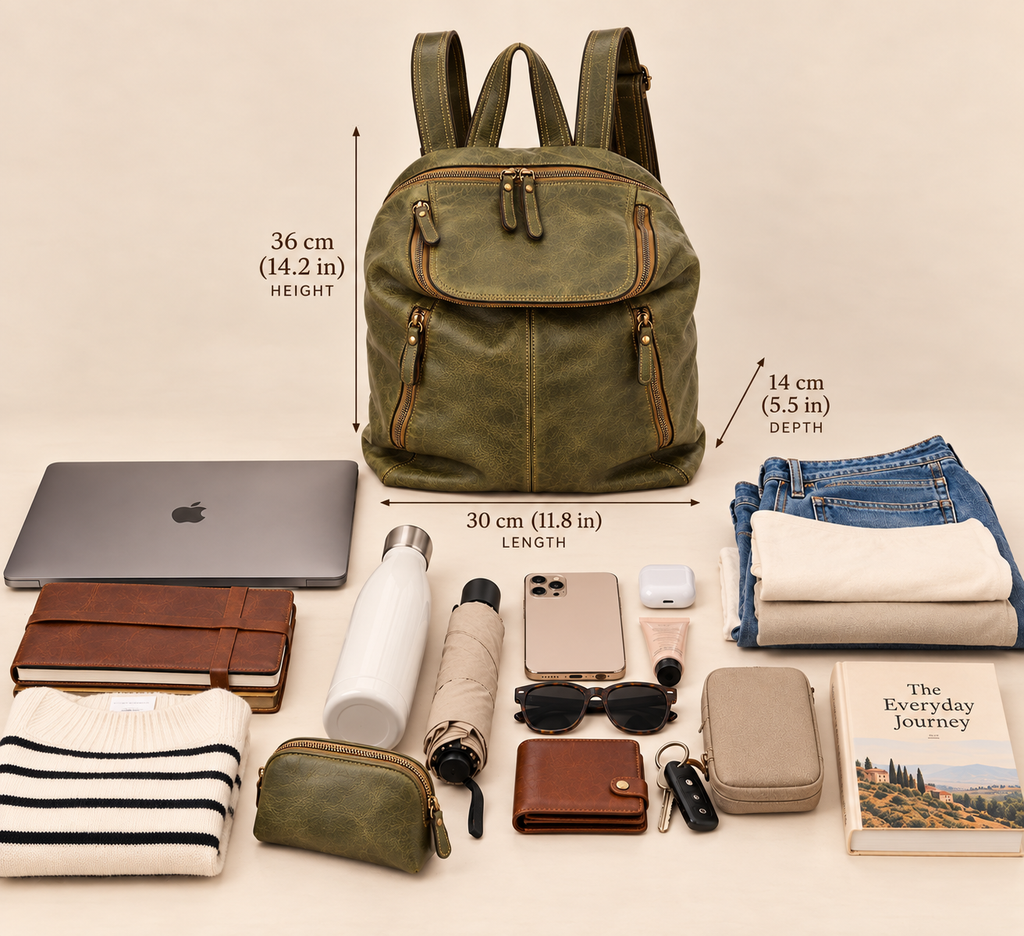 MilanoVera Rover Italian Leather Backpack – Vintage Green
