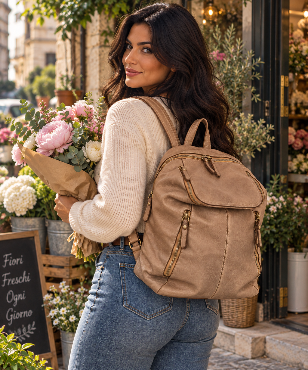 MilanoVera Rover Italian Leather Backpack – Vintage Taupe