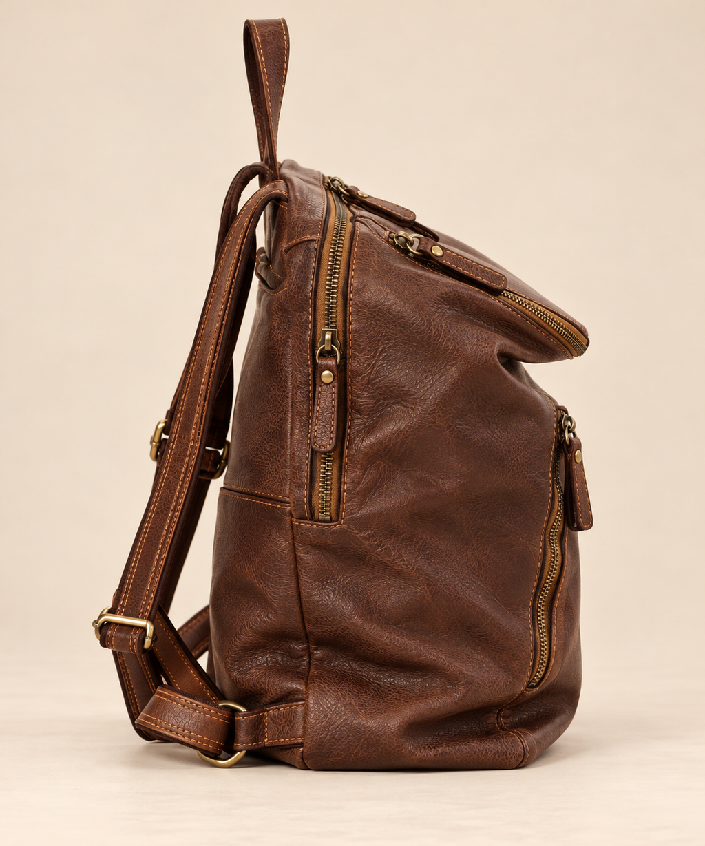 MilanoVera Rover Italian Leather Backpack – Cigar Brown