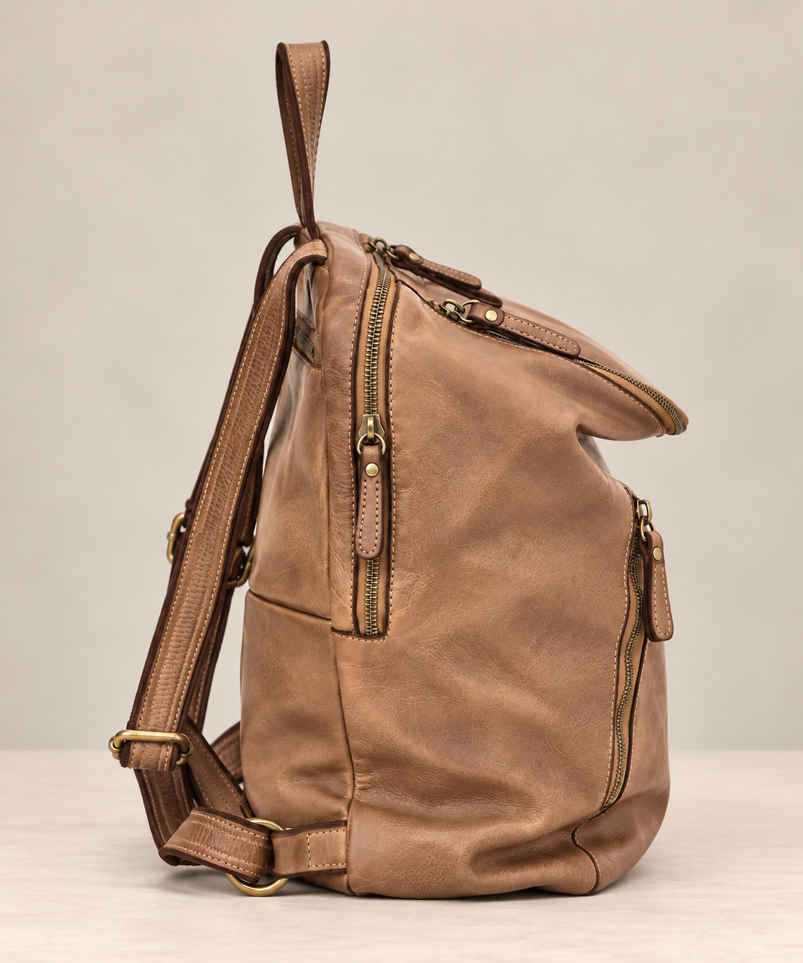 MilanoVera Rover Italian Leather Backpack – Vintage Taupe
