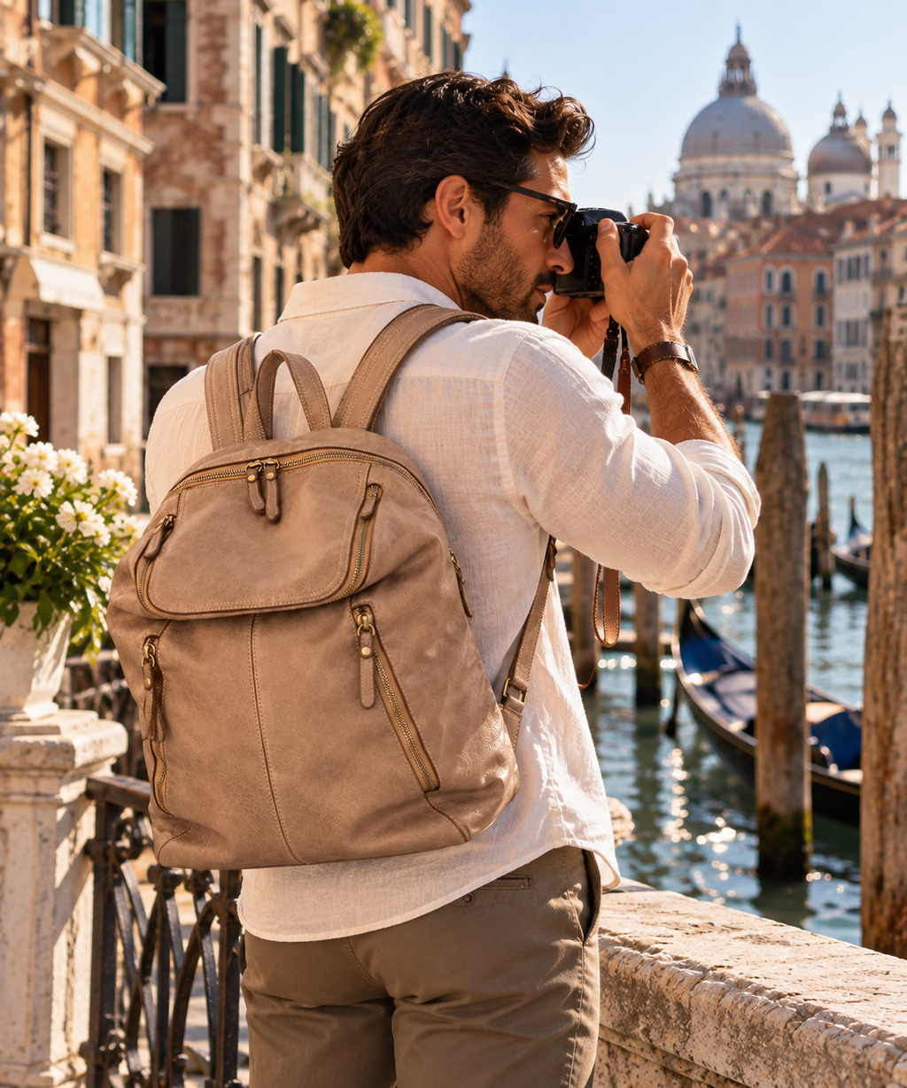 MilanoVera Rover Italian Leather Backpack – Vintage Taupe