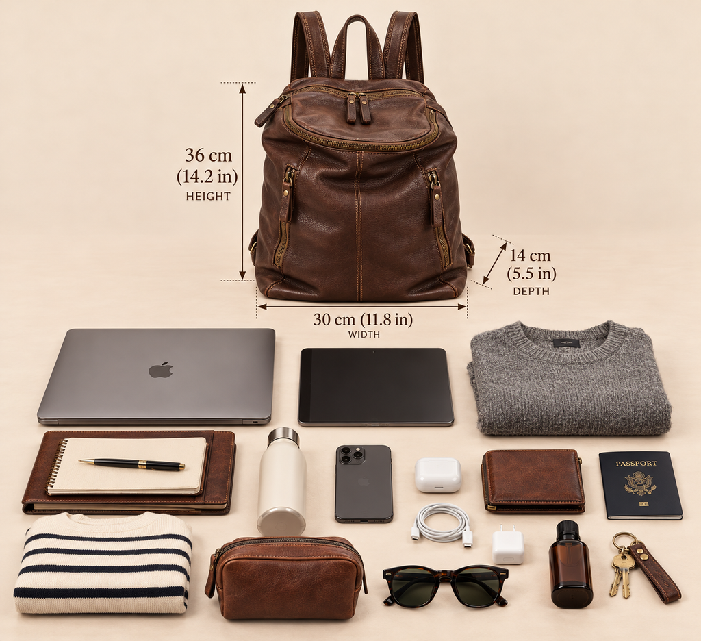 MilanoVera Rover Italian Leather Backpack – Cigar Brown