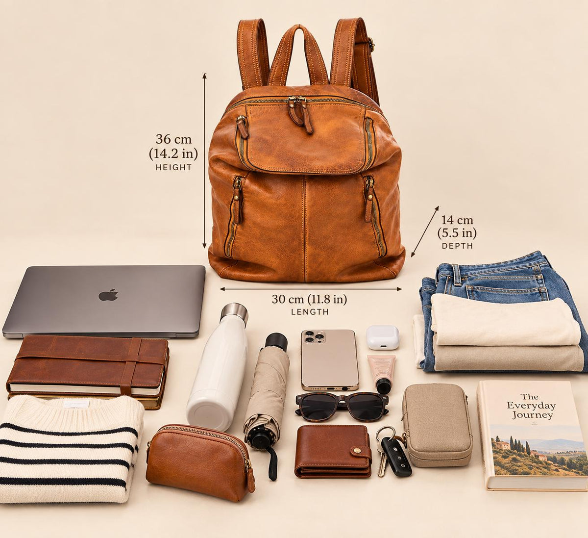 MilanoVera Rover Italian Leather Backpack – Cognac