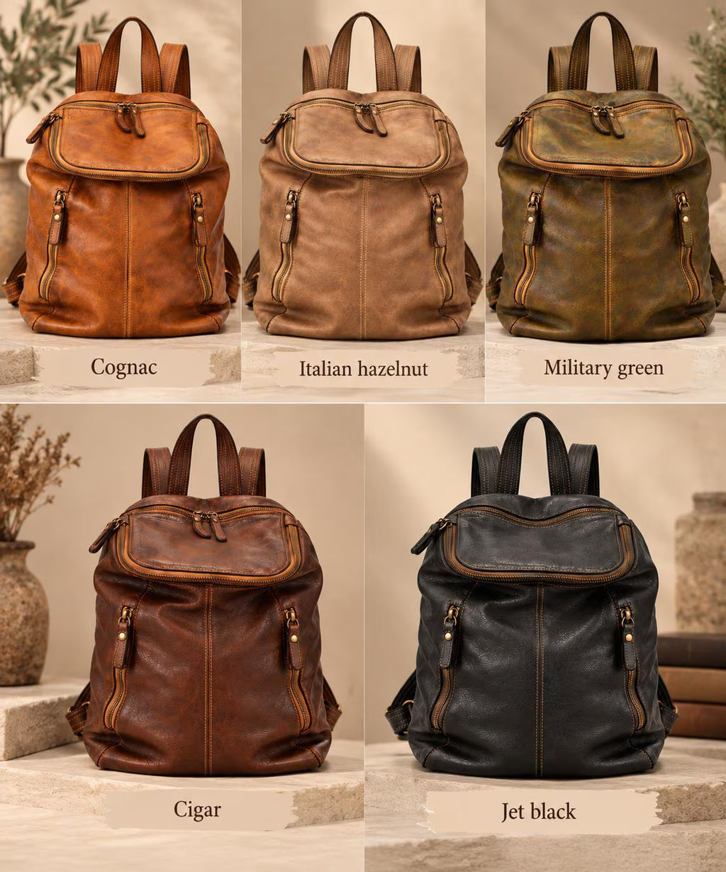 MilanoVera Rover Italian Leather Backpack – Black