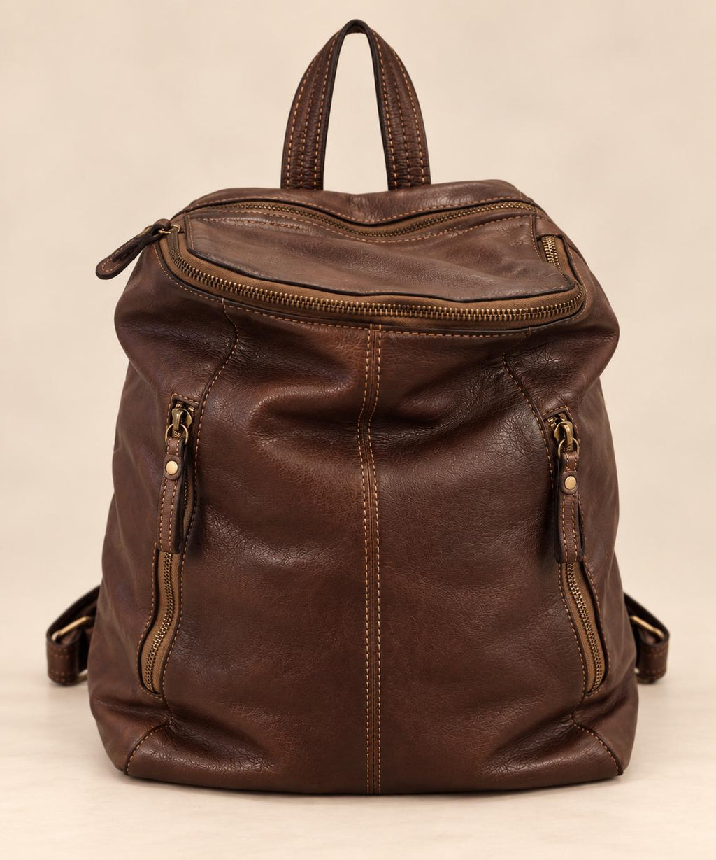 MilanoVera Rover Italian Leather Backpack – Cigar Brown