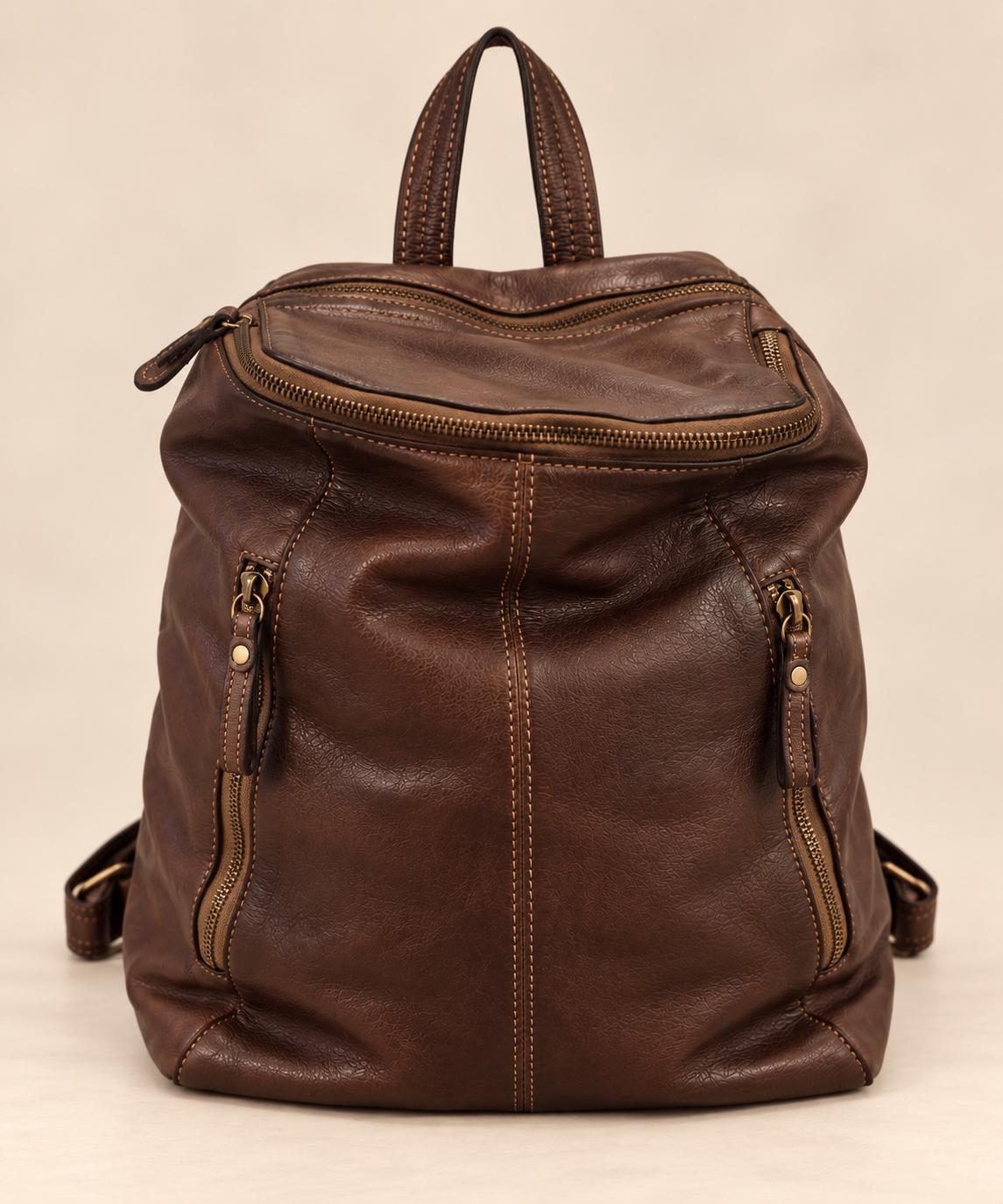 MilanoVera Rover Genuine Leather Italian Backpack – Handmade in Florence, Vintage Rucksack, Weekend Bag.