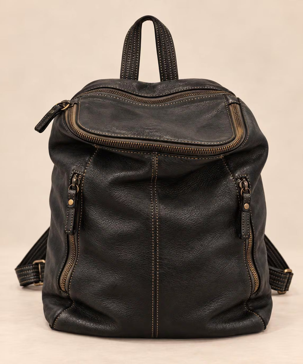 MilanoVera Rover Italian Leather Backpack – Black
