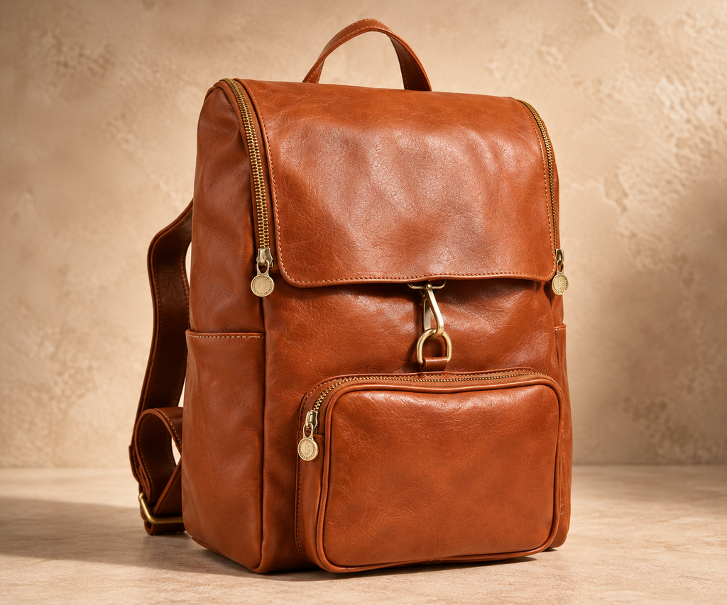 VARENO Genuine Leather Large Backpack, Made in Italy (Copy)
