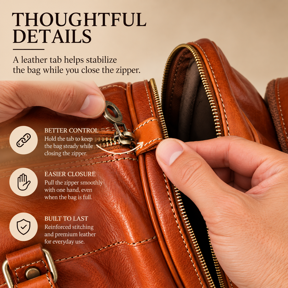 Castel Atelier Genuine Leather Cognac Brown Duffle Bag