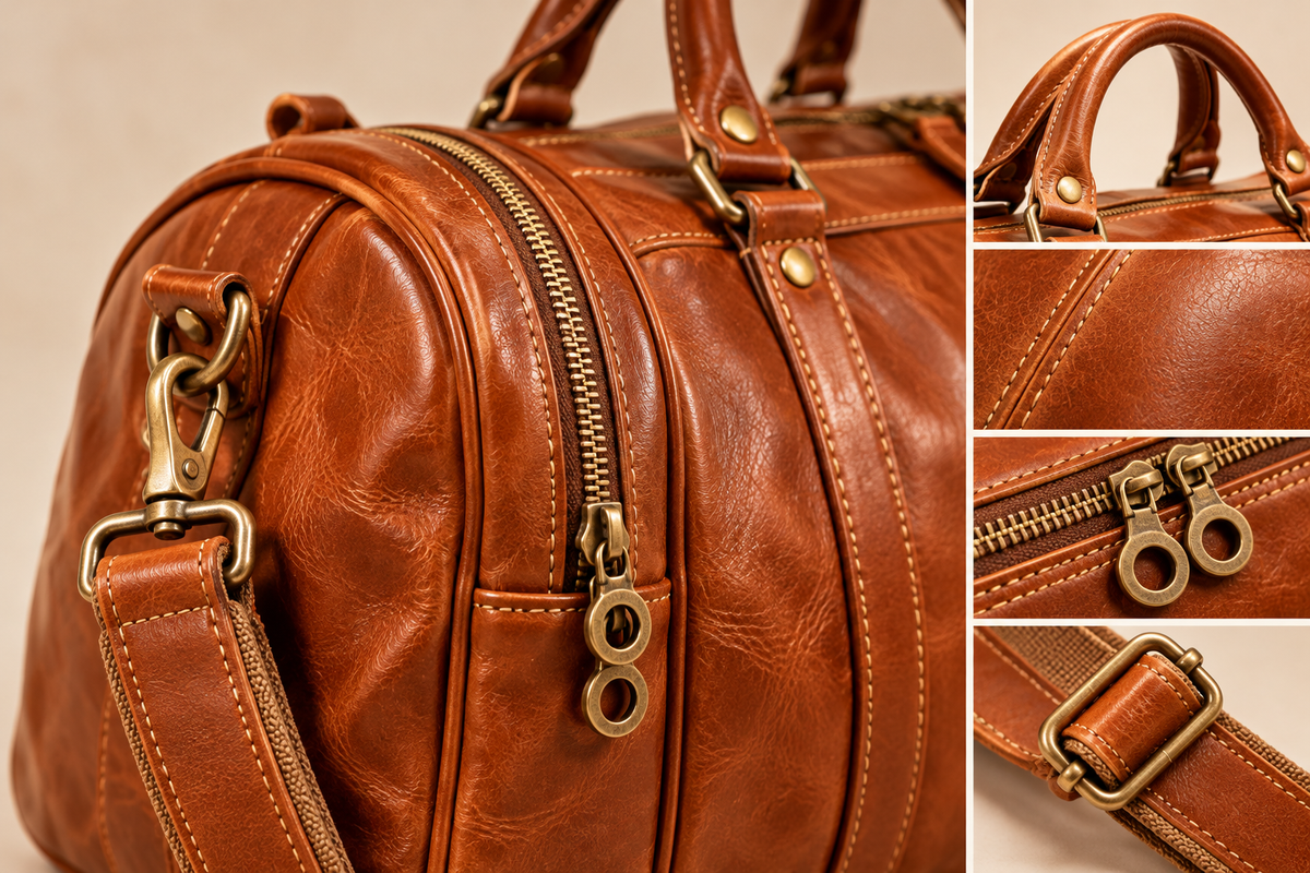 Castel Atelier Genuine Leather Cognac Brown Duffle Bag