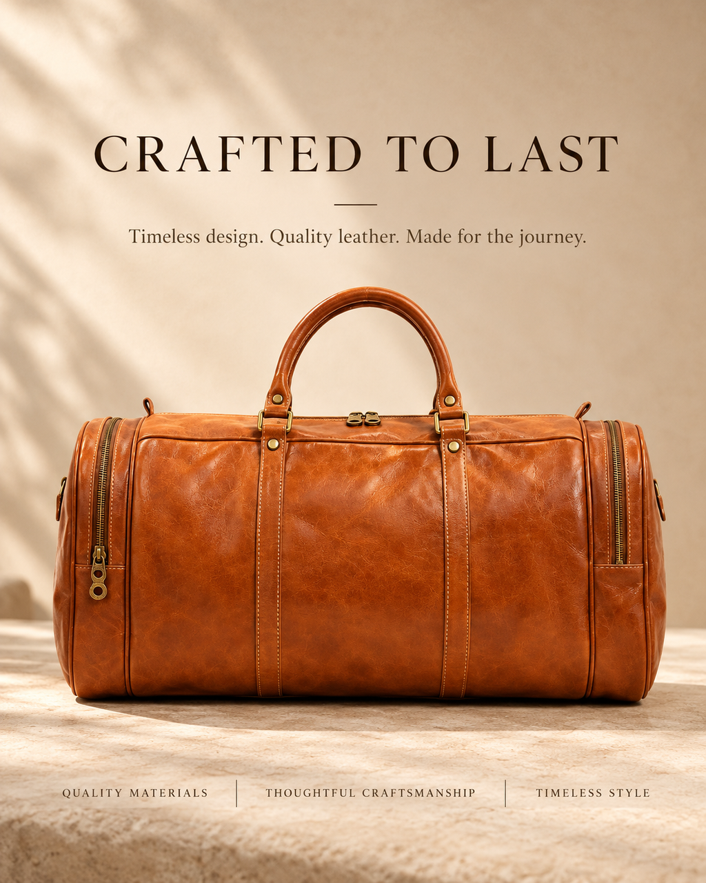 Castel Atelier Genuine Leather Cognac Brown Duffle Bag