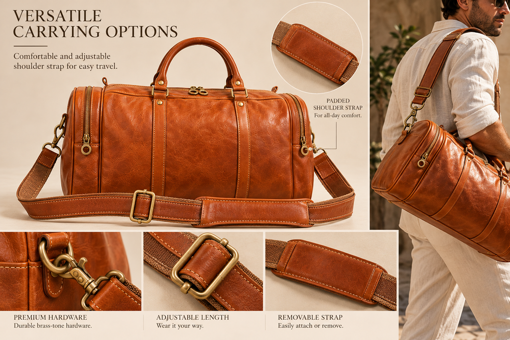 Castel Atelier Genuine Leather Cognac Brown Duffle Bag